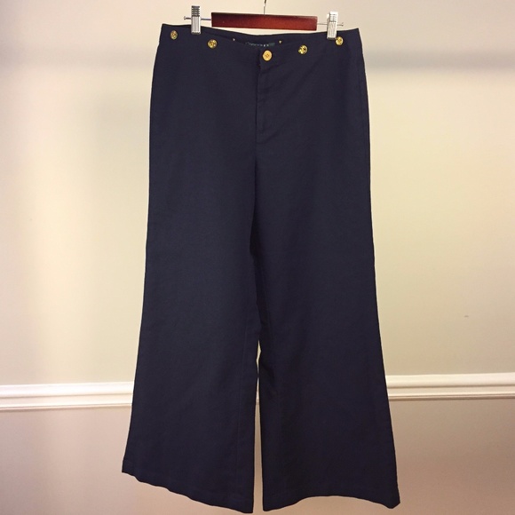 Lauren Ralph Lauren Pants - Lauren RL Navy, Cropped, Wide-Leg Pants
